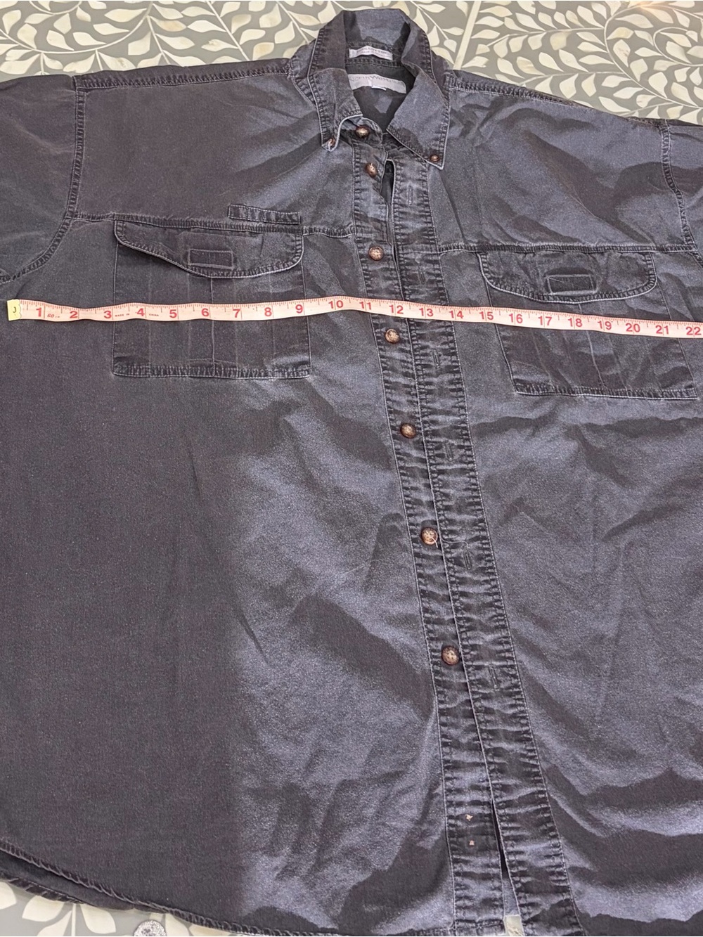 Northwest Blue Black Men's Casual Button-Down Shirt with Chest Pockets